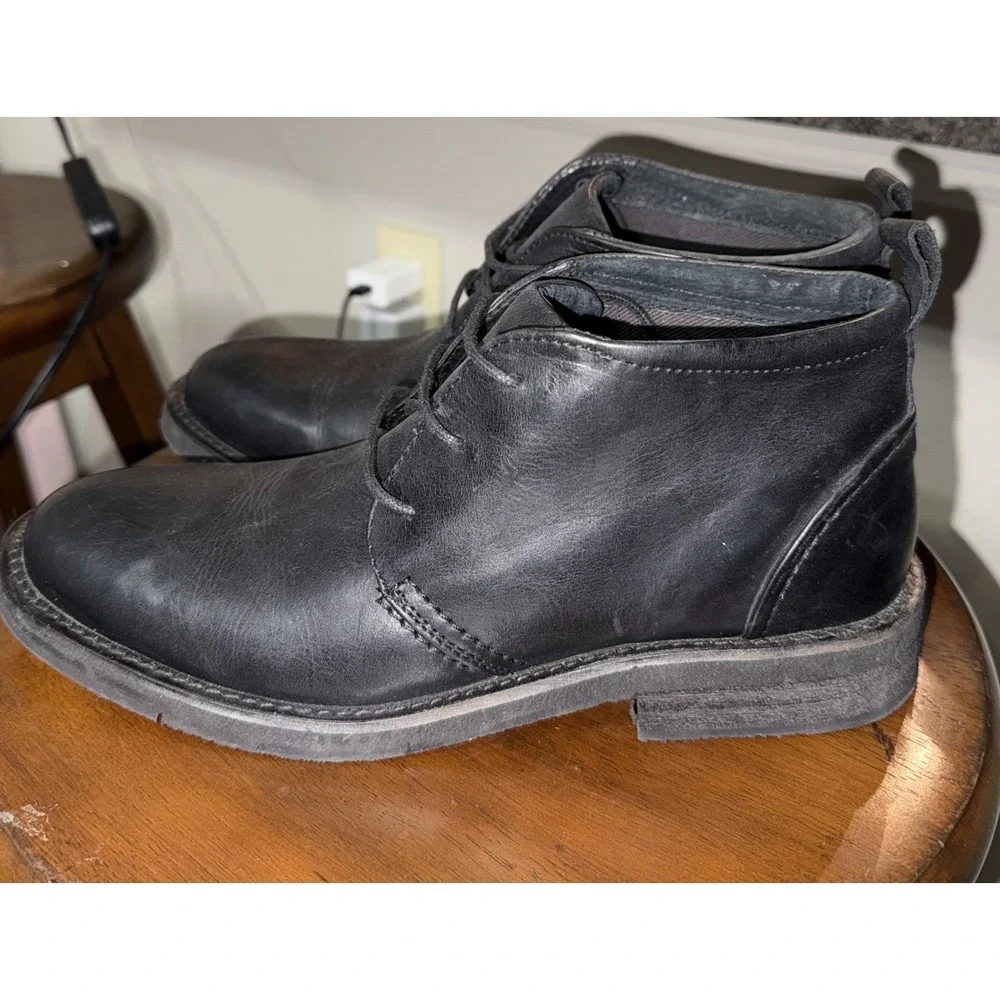 Steve Madden Chaka Men's Black Leather Chukka Ankle Boots Lace Up size 8